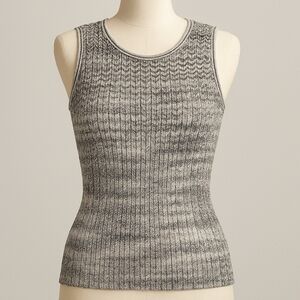 White House Black Market Black and White Sleeveless Knit Shell